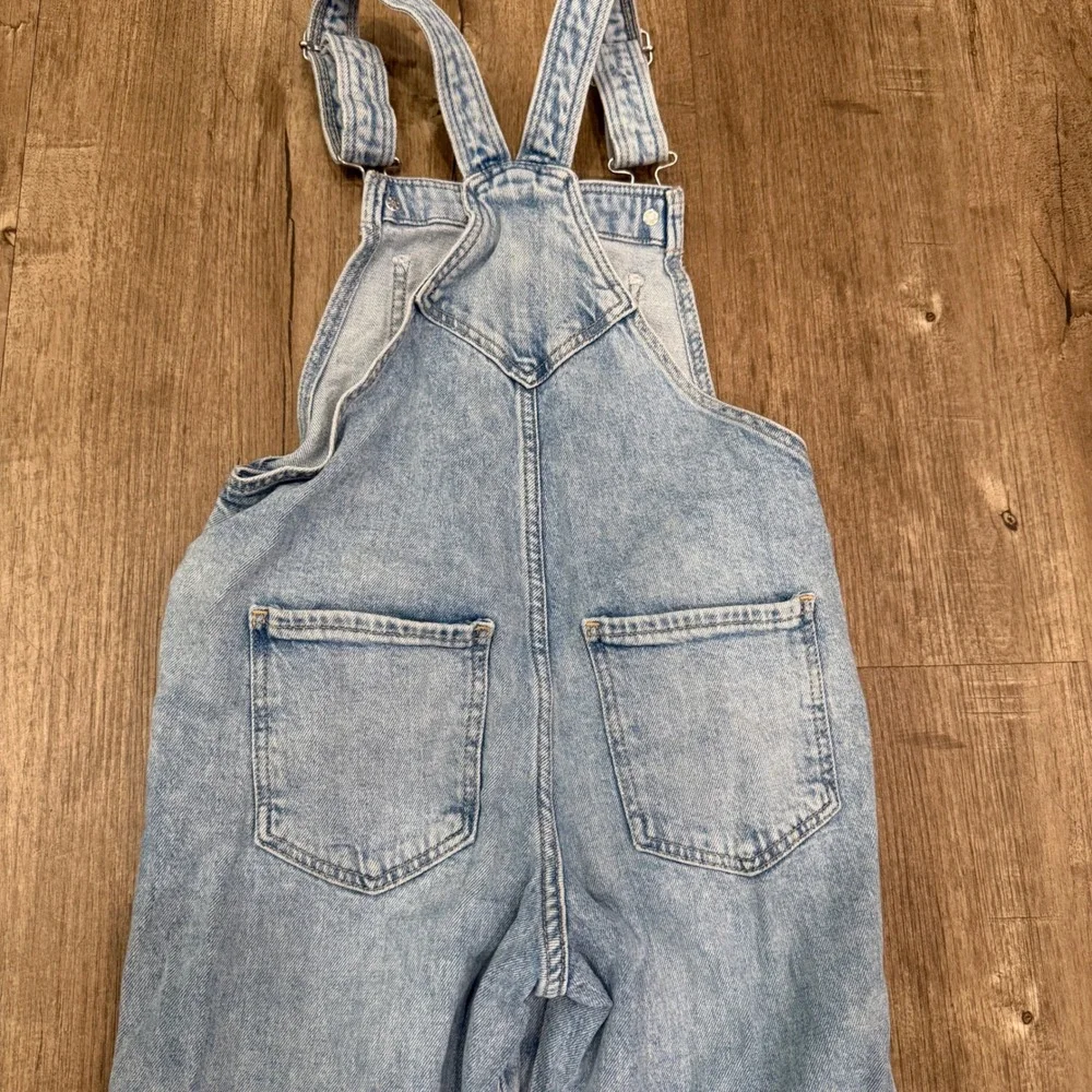 H&M‎ Kids Light Wash Denim Overalls Blue Straight Leg Stretch Size 6 11909928